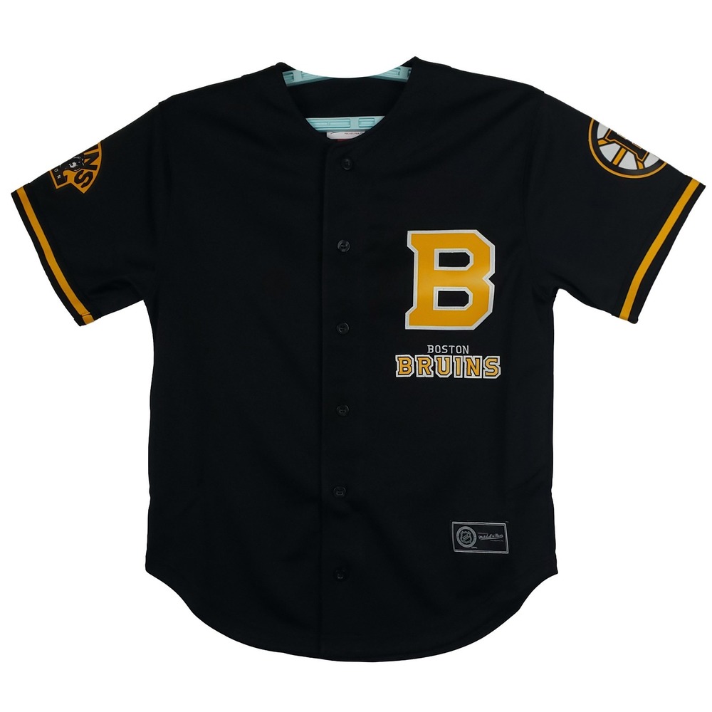 Boston Bruins Mitchell & Ness‎ NHL Medium Jersey Cut & Sew Logos Black New